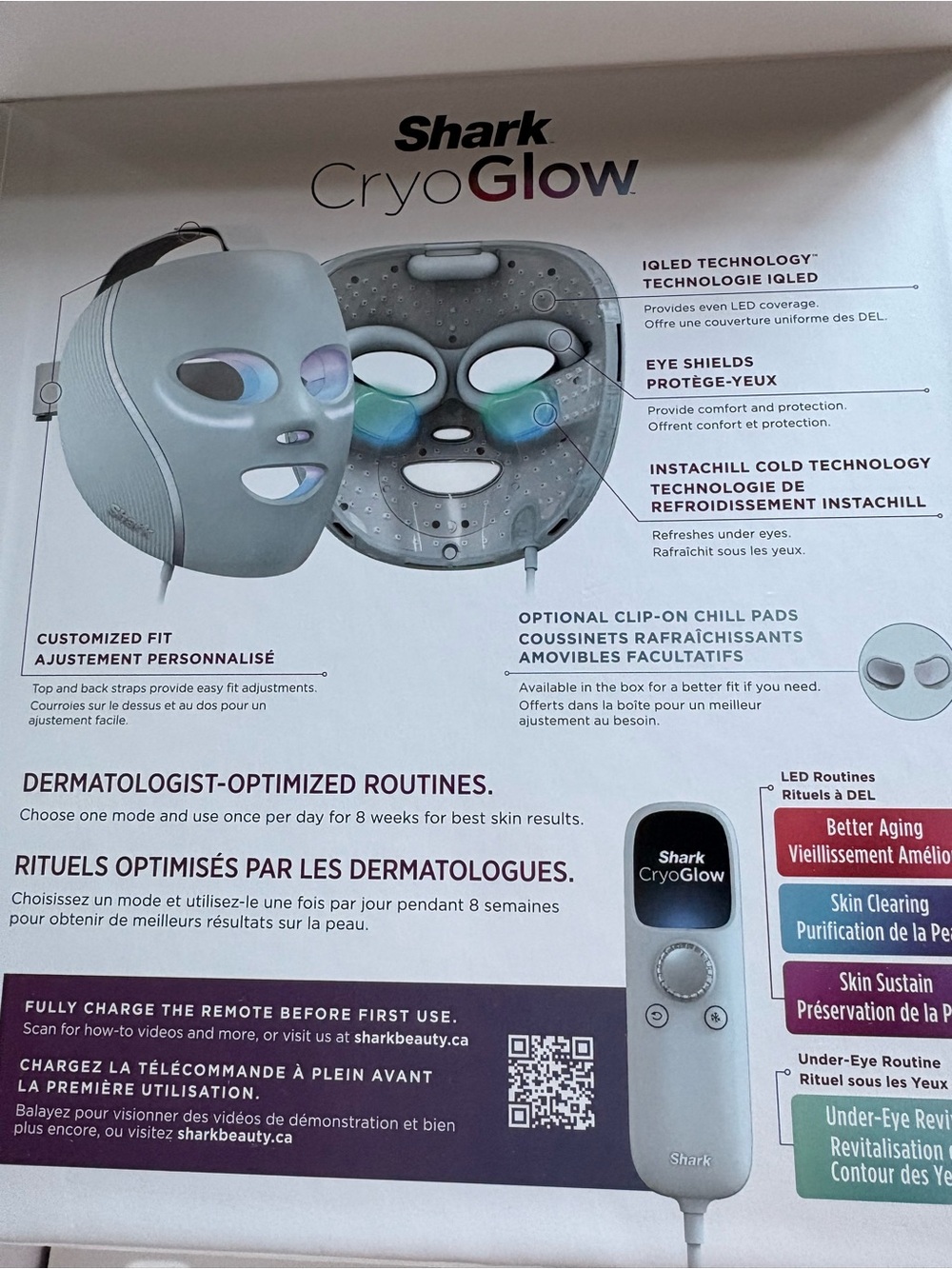 Shark CryoGlow LED Therapy Face Mask — Gray
